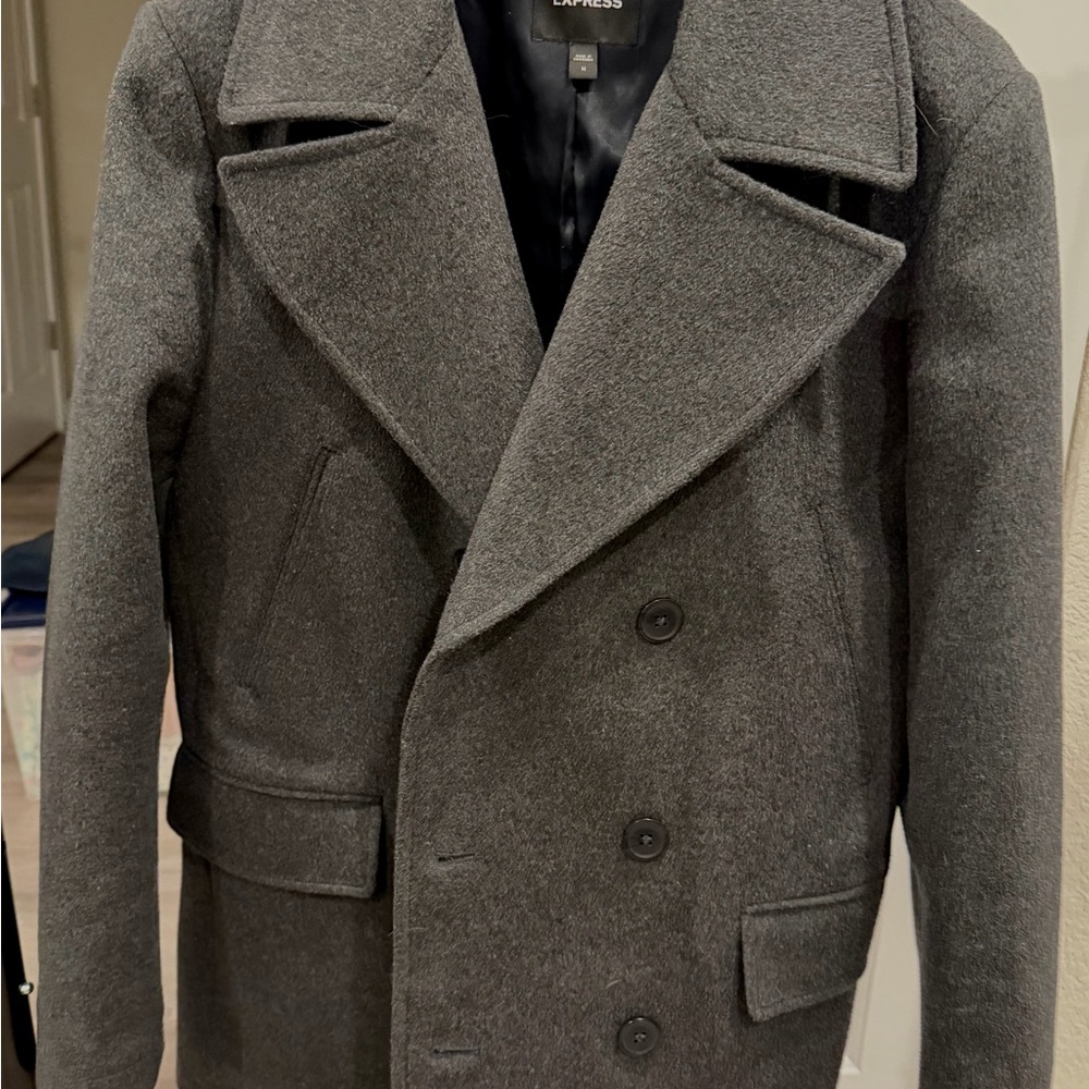 Express Charcoal Double-Breasted Pea Coat